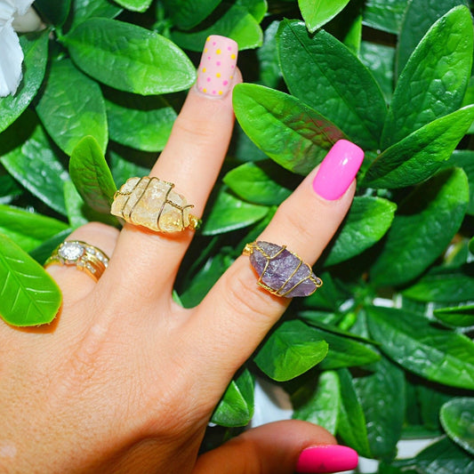 Amethyst or Citrine Wire Wrap Ring