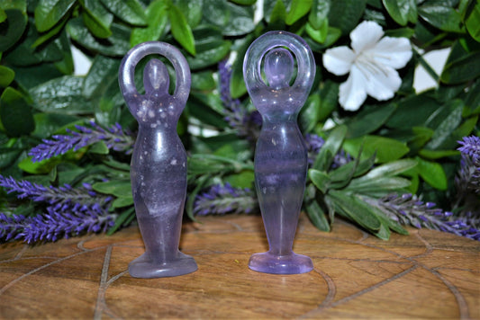 Fluorite Carved Goddess Totem - Standing