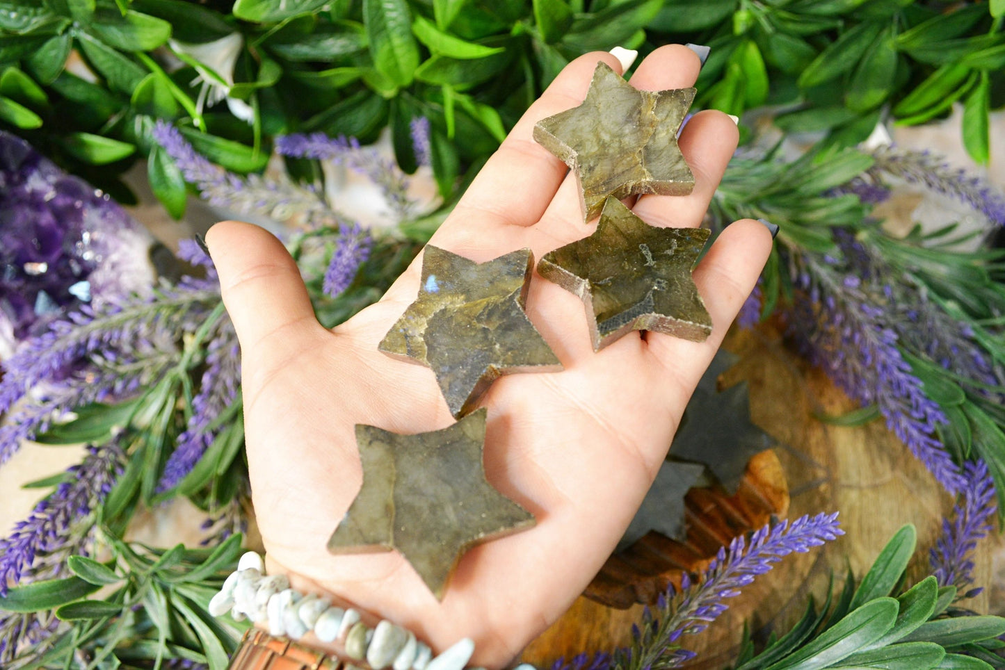 Labradorite Gemstone Star Shaped Slice