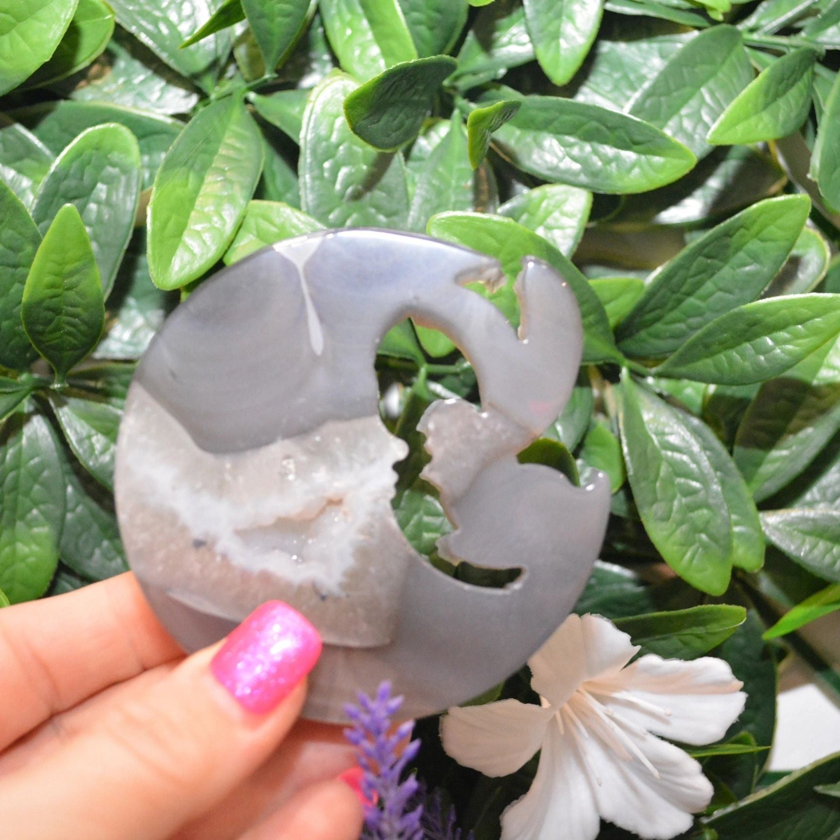 Fairy on Moon - Agate with Druzy