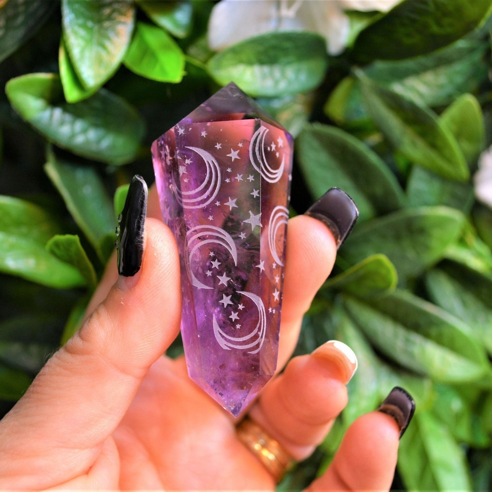 Amethyst Double Terminated Point - Moon & Stars