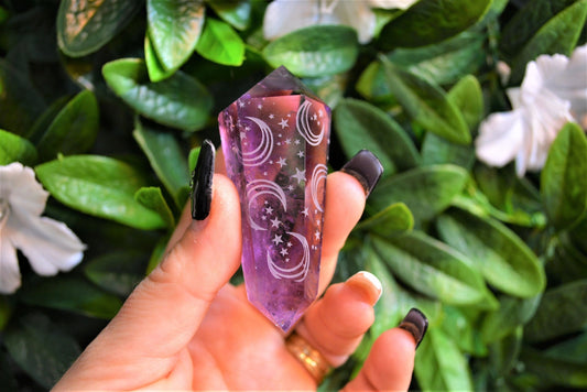 Amethyst Double Terminated Point - Moon & Stars