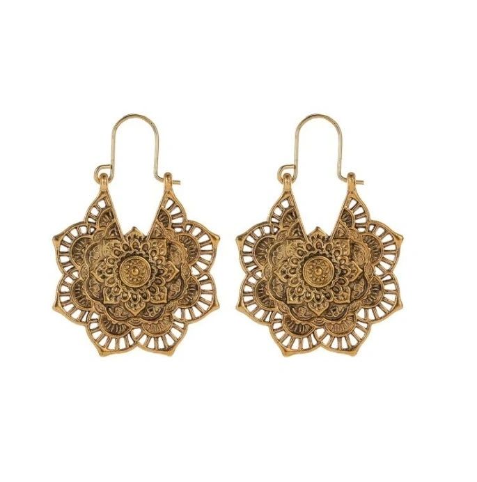 Lotus Mandala Earrings - Gold & Silver