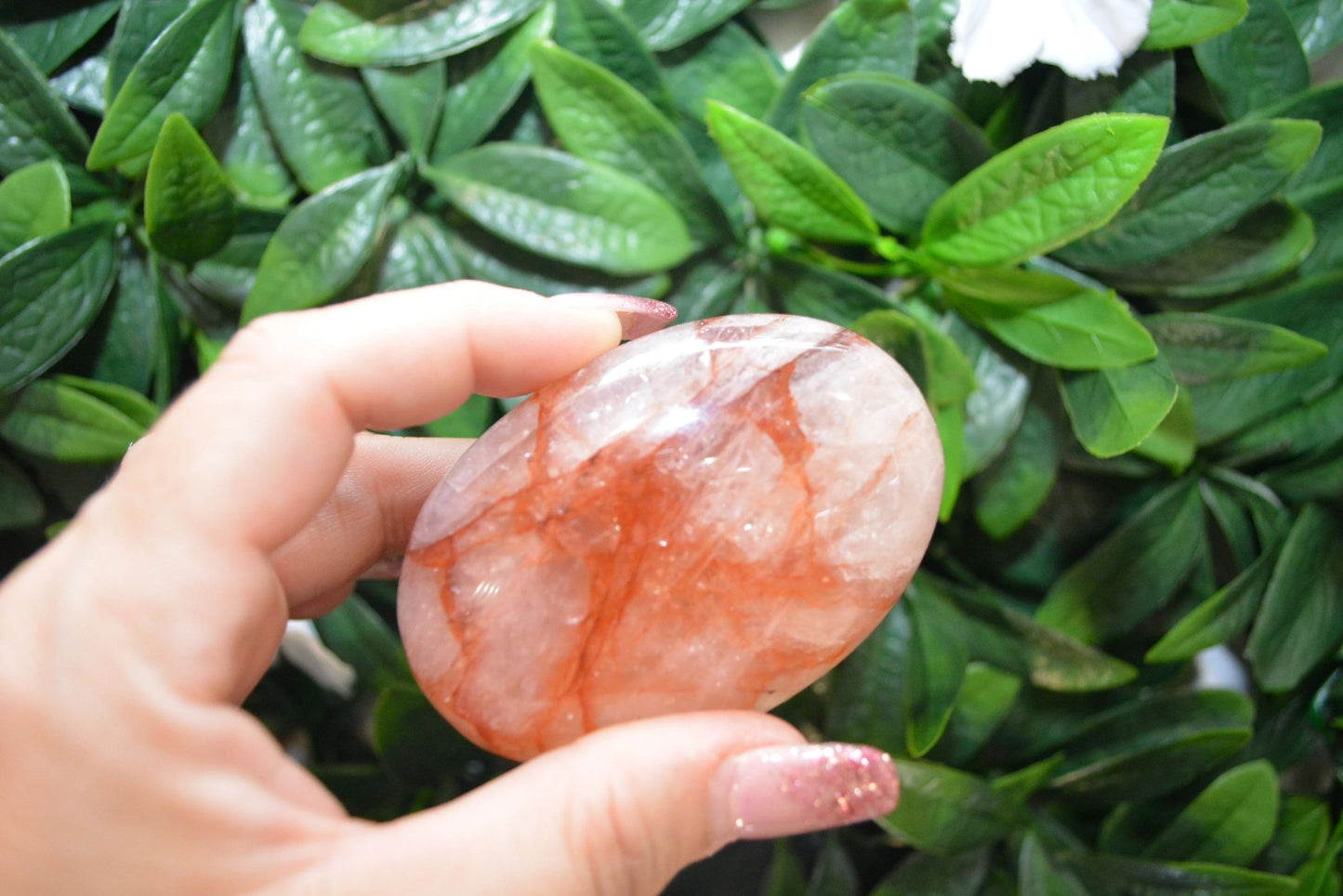 Fire Quartz (Hematoid Quartz) Crystal Palm Stone