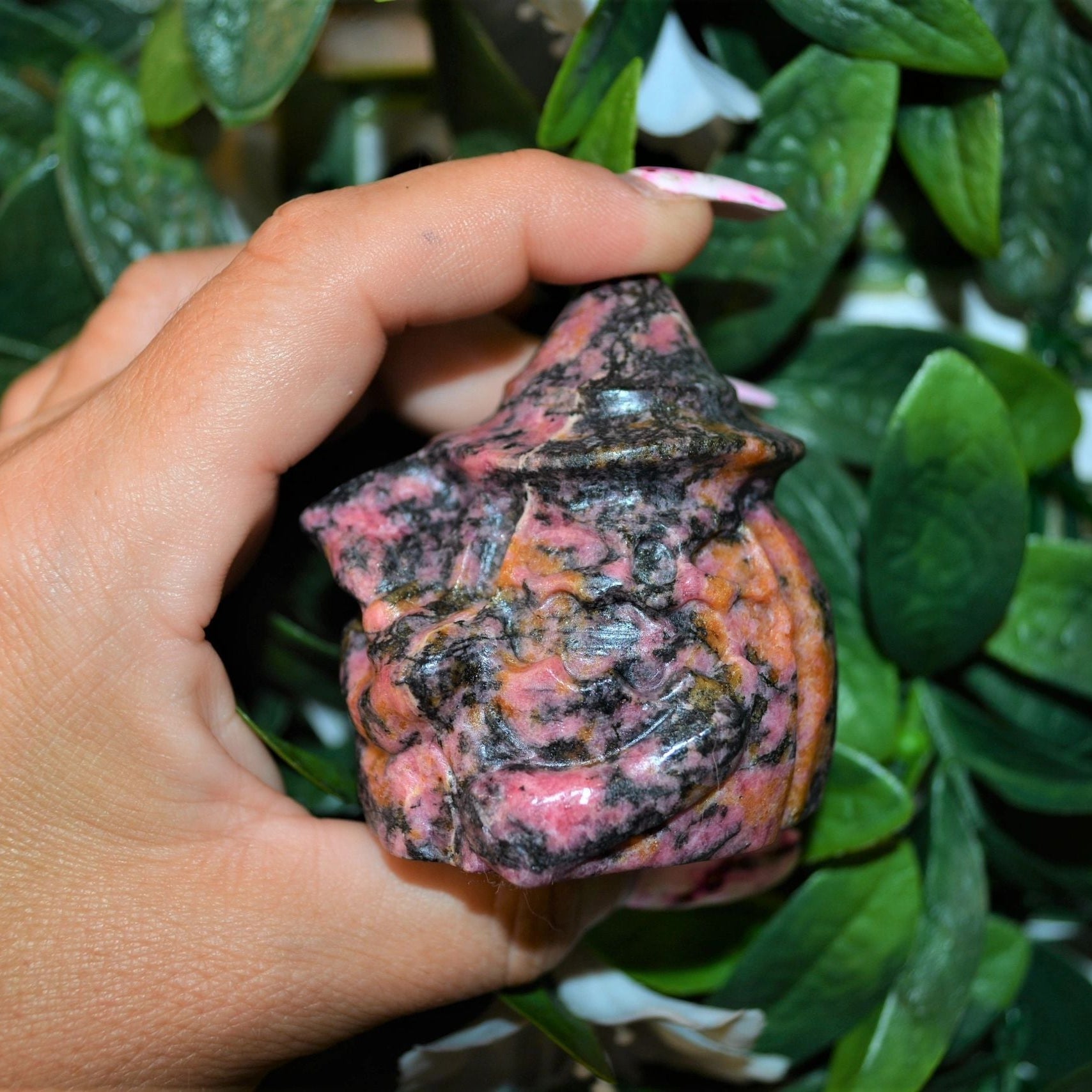 Rhodonite Quartz Halloween Pumpkin Heads