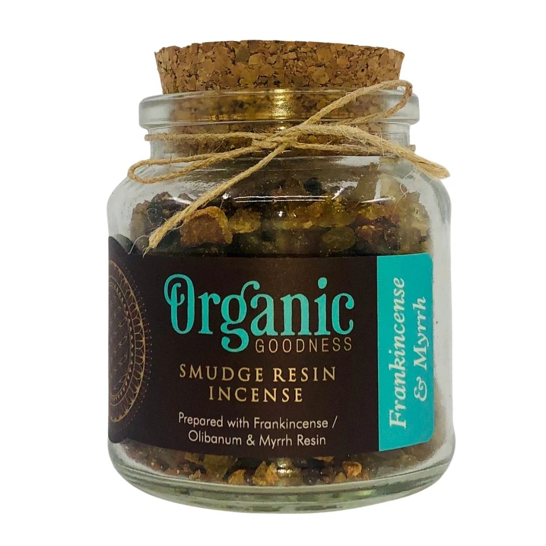 Organic Goodness Smudge Resin - FRANKINCENSE & MYRRH - 80g Jar