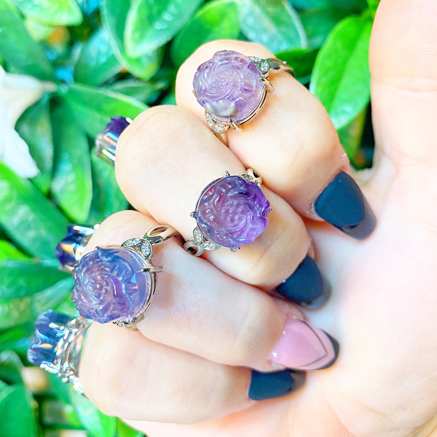 Fluorite Flower Ring