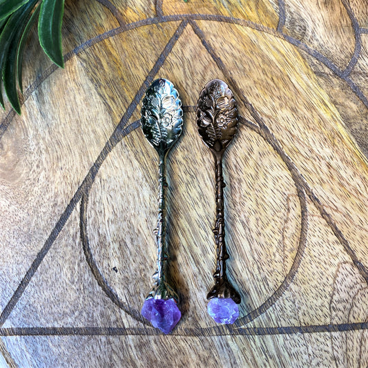 Amethyst Witchy Spoons - Antique Bronze/Silver