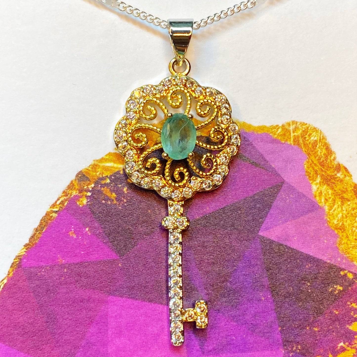 Emerald Key Necklace