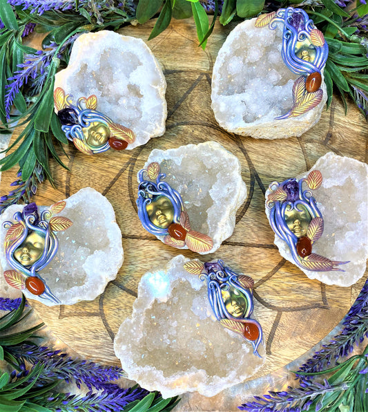 Fairy Face Druzy Bowl with Amethyst & Carnelian