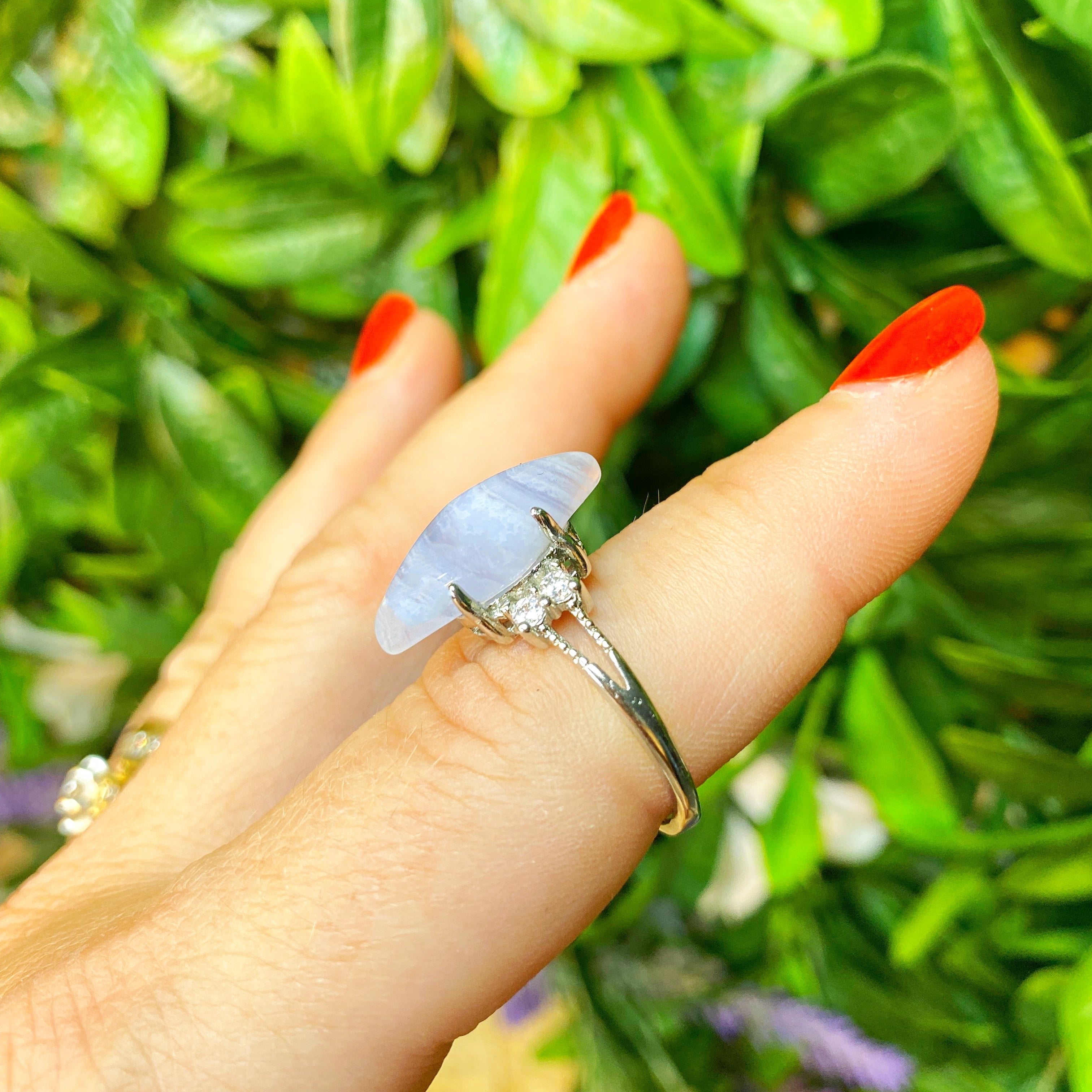 Blue Lace Agate Rings Natural Witch