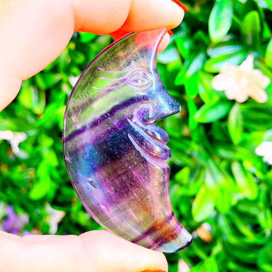 Fluorite Moon with face