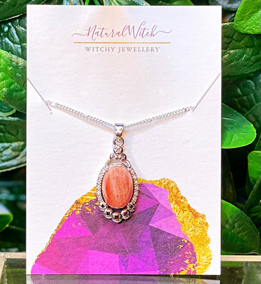 Rhodochrosite Pendant Necklace