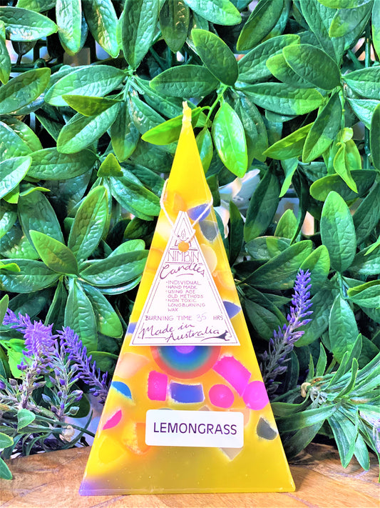 Multi Coloured Pyramid Candles - Lemon Grass, Jasmine, Lavender, Sandalwood - Nimbin Candles