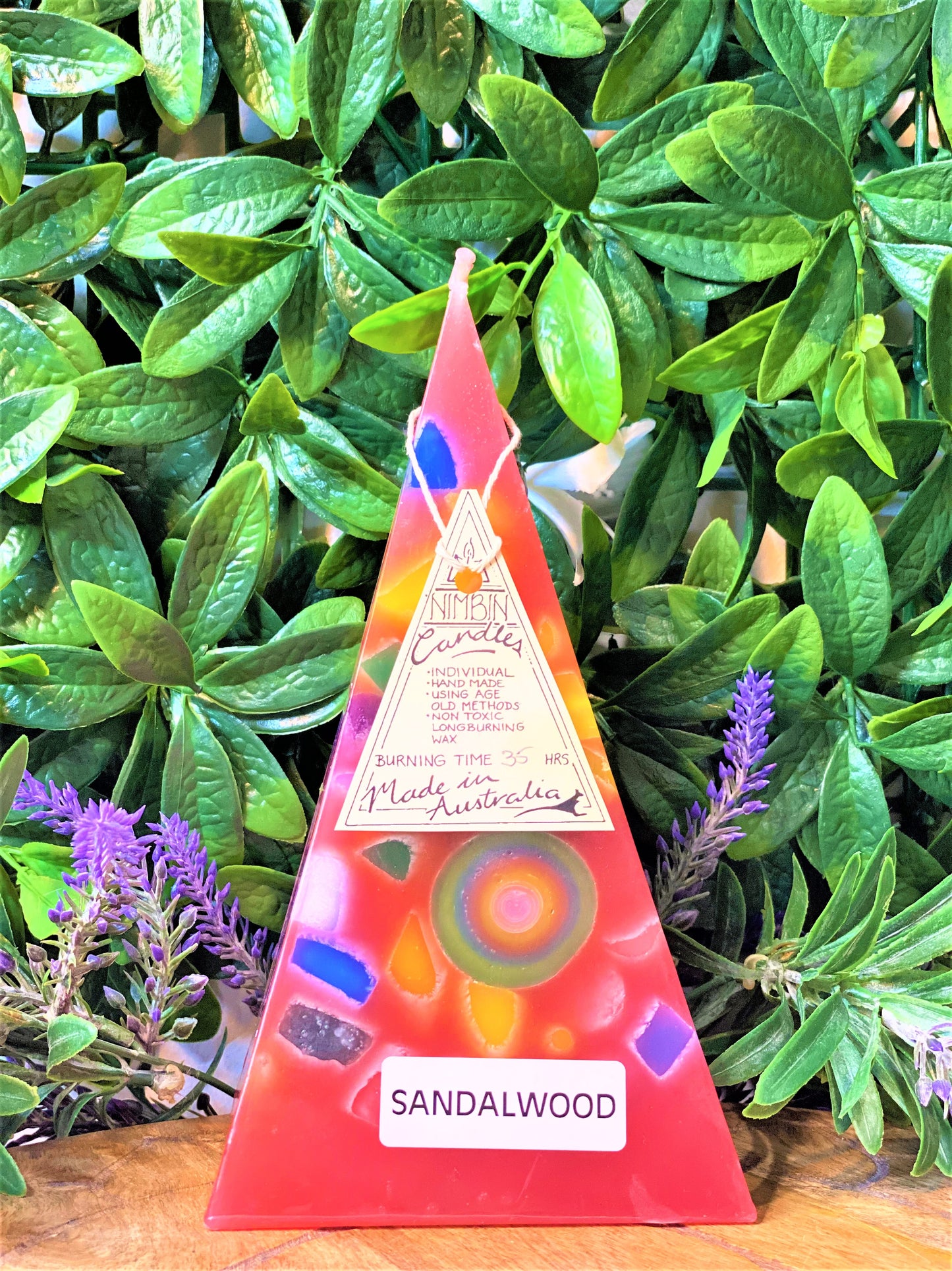 Multi Coloured Pyramid Candles - Lemon Grass, Jasmine, Lavender, Sandalwood - Nimbin Candles