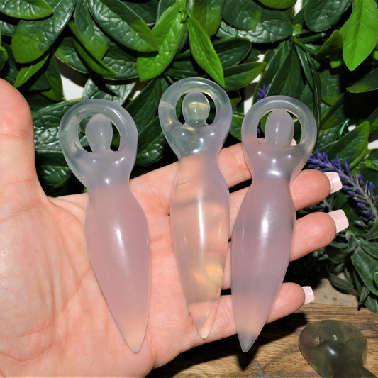 Fluorite Carved Goddess Totem - Flat