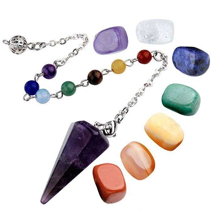 7 Chakra Crystal Amethyst Pendulum
