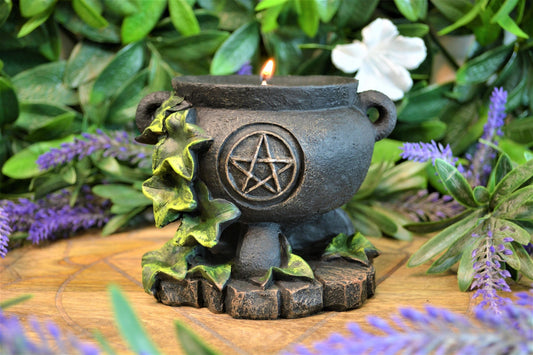 Witches Cauldron - Pentagram Tealight Candle Holder