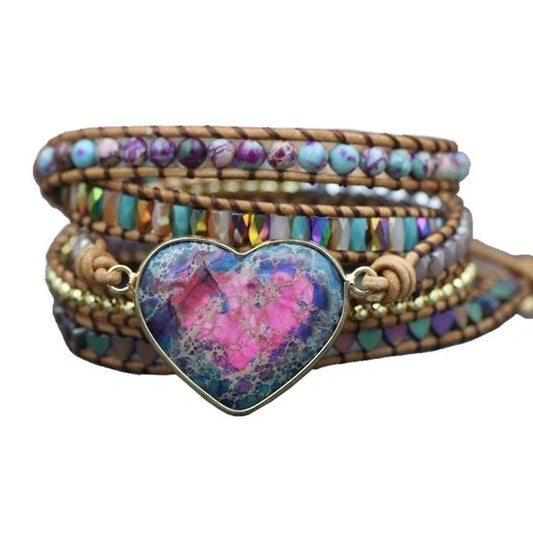 Goddess Heart Leather Boho Wrap Bracelet