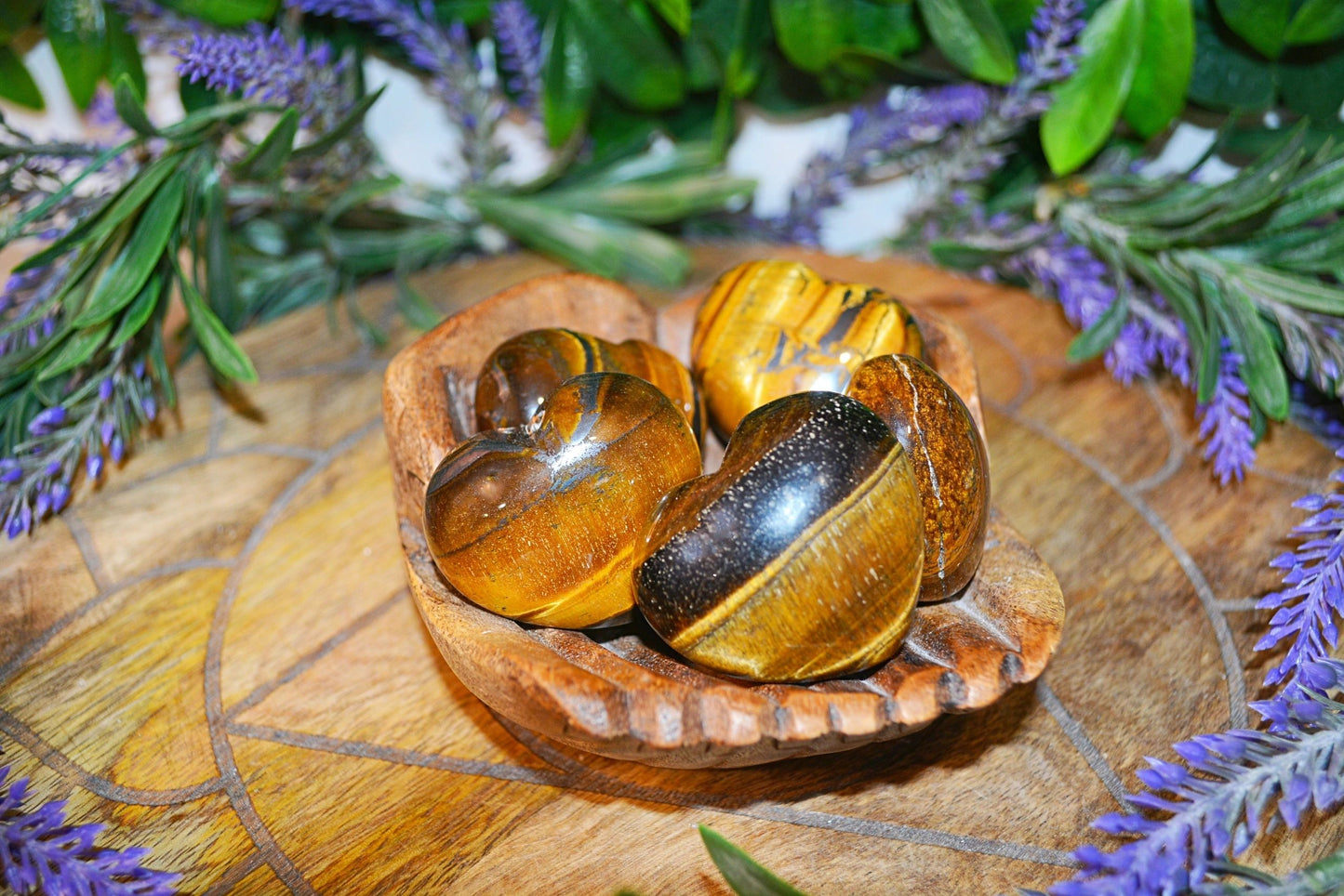 Tiger Eye Small Puffy Hearts