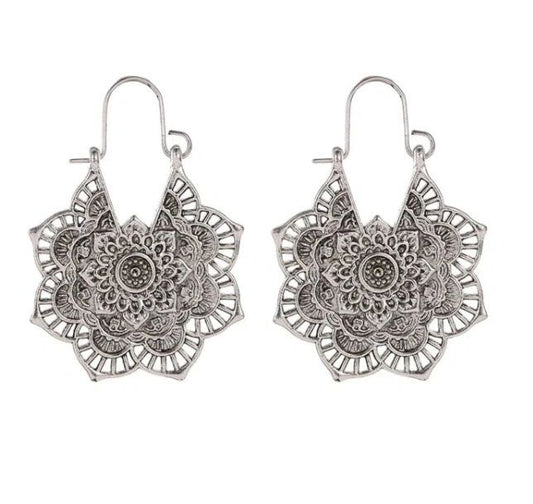 Lotus Mandala Earrings - Gold & Silver