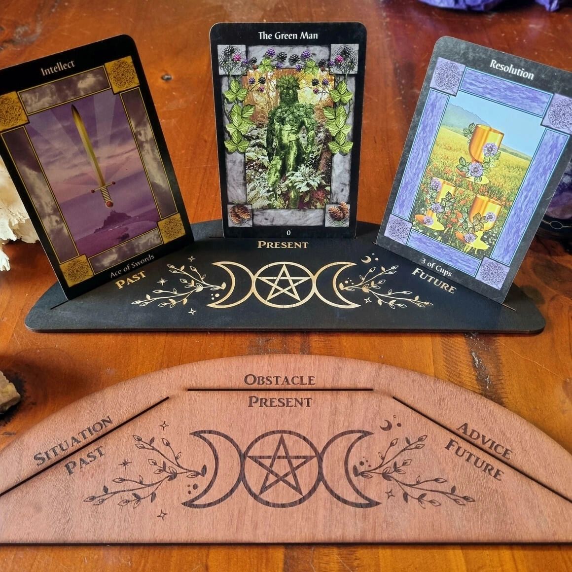 Three Card Triple Goddess Tarot Stand - BLACK left only