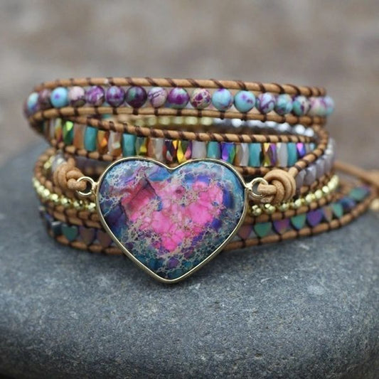 Goddess Heart Leather Boho Wrap Bracelet