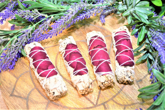 White Californian Sage & Rose Petal Smudge Sticks