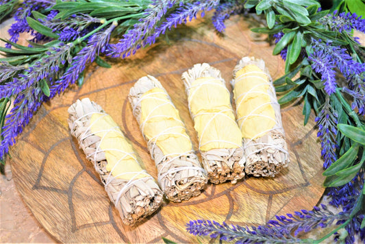 White Californian Sage & White Rose Petal Smudge Sticks