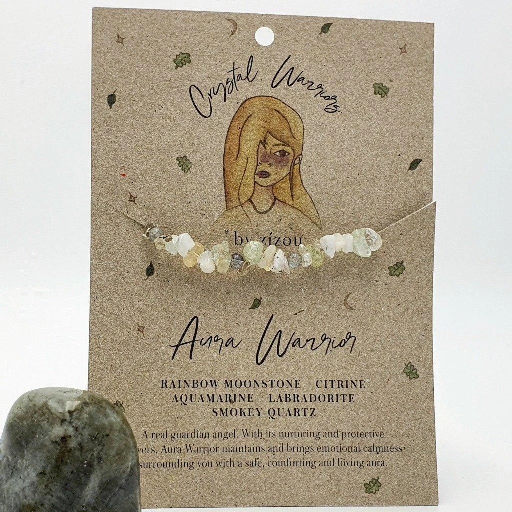 Aura Warrior Childrens Bracelet - Rainbow Moonstone, Citrine, Aquamarine, Labradorite & Smokey Quartz